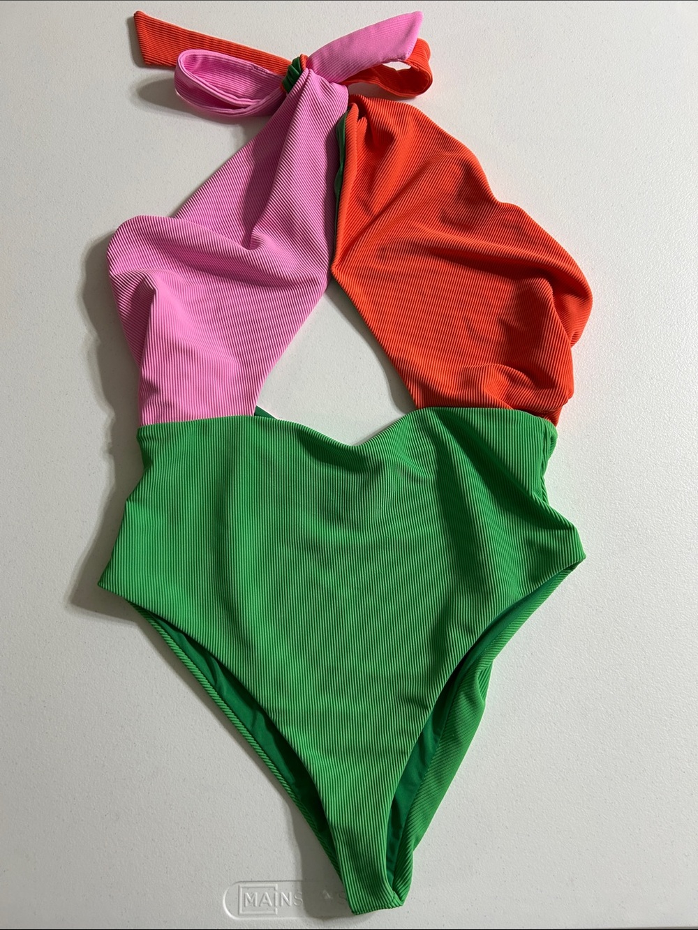 Women’s Colorblock One-Piece Swimsuit - Pink, Orange & Green
